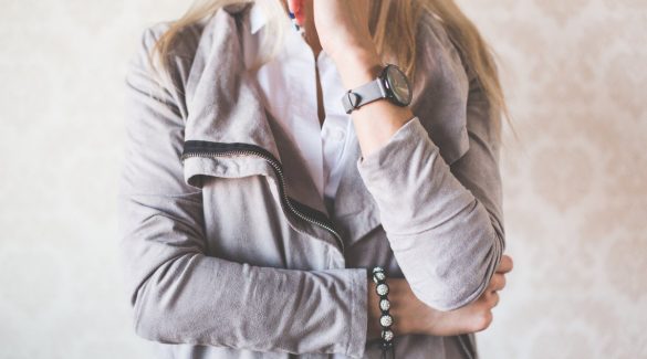 Girl Fashion Pose with Suede Jacket