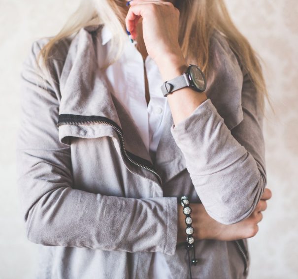 Girl Fashion Pose with Suede Jacket